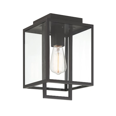 Designers Fountain Preston 8in 1-Light Matte Black Modern Outdoor Flush Mount Light with Clear Glass Shade D297M-FM-MB